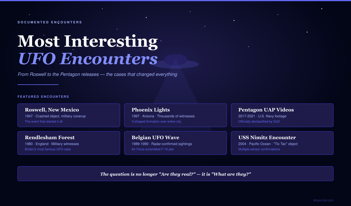 Most Interesting UFO Encounters — Updated with 2023–2026 Congressional Disclosures